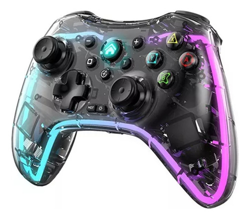 Control Inalámbrico Gamepad Para Switch/pc Transparente Rgb