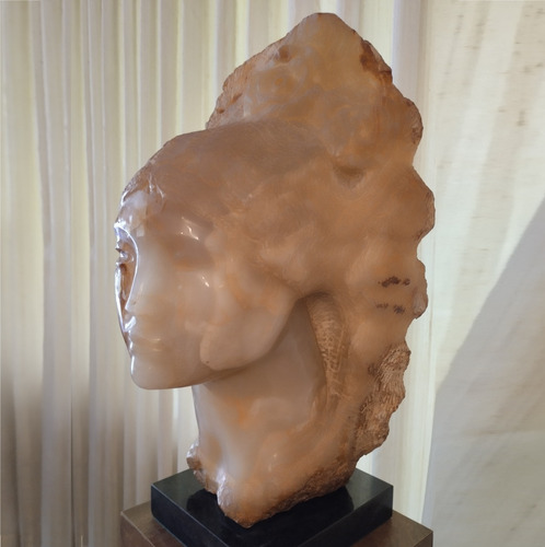 Escultura En Marmol De Mariano Pagés - Cabeza De Mujer