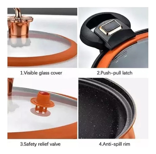 Olla De Micro Presión Antiadherente Calabaza 7 Lts