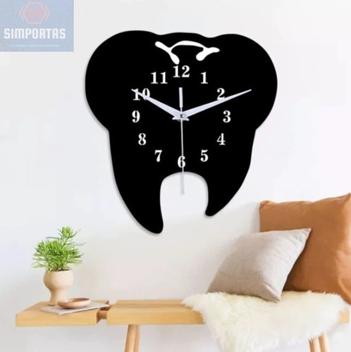 Adhesivo Grande De Pared Dibujo Reloj Forma De Muela Stgo.