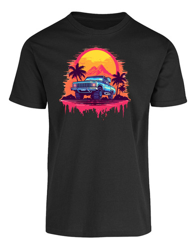 Playera Con Estampado De Camioneta En Atardecer