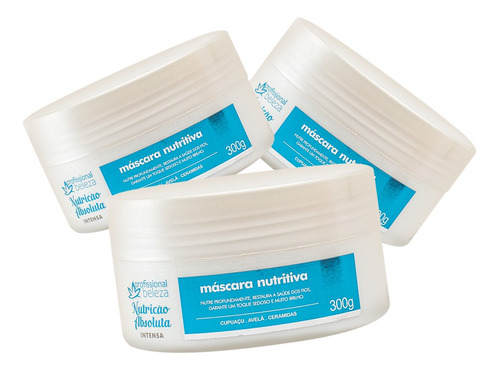 Kit 03 Máscara Nutrição Absoluta Profissional Beleza 300g