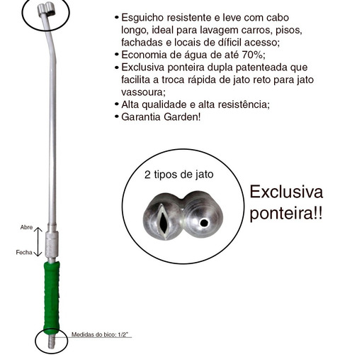 Esguicho Mangueira De Alta Pressao Longo Metal 60cm 2 Bicos