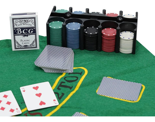 Set 200 Fichas Paño Poker Black Jack Texas Holdem