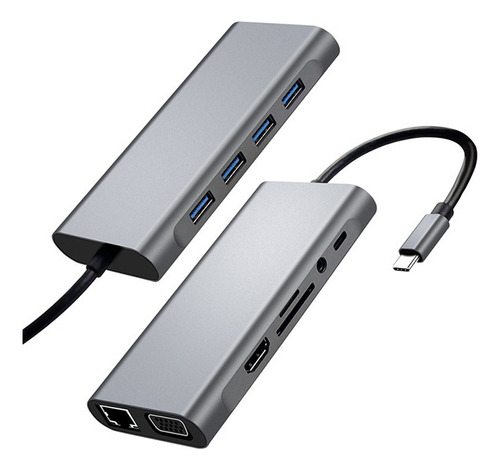 Adaptador Hub 4k 11 En 1 Usb-c Multipuertos 100mbps