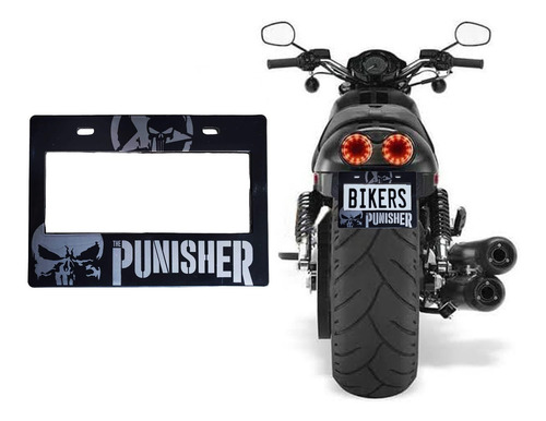 Marco Portaplacas Punisher Calaca Universal Moto Ancho