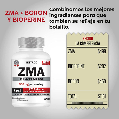 Zma Testrol Paquete 2 Piezas - 90 Capsulas Sabor Sin sabor