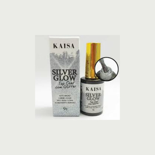 Top Coat Silver Glow Com Glitter - 15ml Kaisa