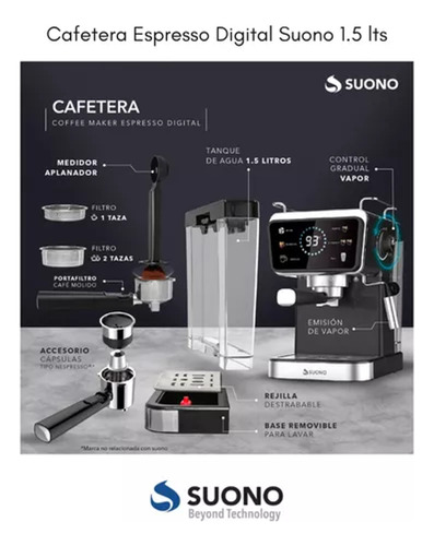 Cafetera Espresso Suono Hog0202 1.5l - Accesorio Dañado Negro (Usado)