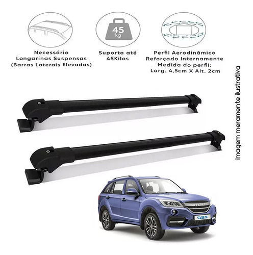 Rack De Teto Travessa Bagageiro Lifan X60 2014 Preto 