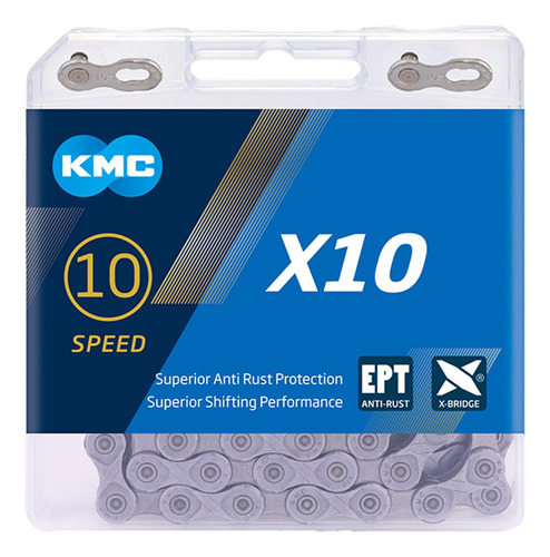 Cadena Para Bicicleta 10 Pasos 1/2x11/128 116l Ept Ept Kmc