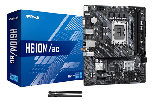 Tarjeta Madre Asrock H610m/ac Lga 1700 2x Ddr4 1x M.2 Pcie 4.0 Wifi Bt 4.2 Micro Atx