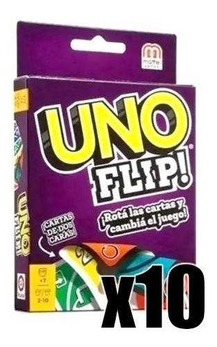 Imagen 1 de 3 de Juego De Cartas Uno Flip Juego De Mesa Naipes X 10