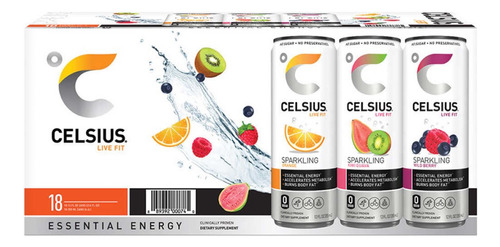 Celsius Live Fit Sparkling Fitness Drink Sin Azucar 18 Pack