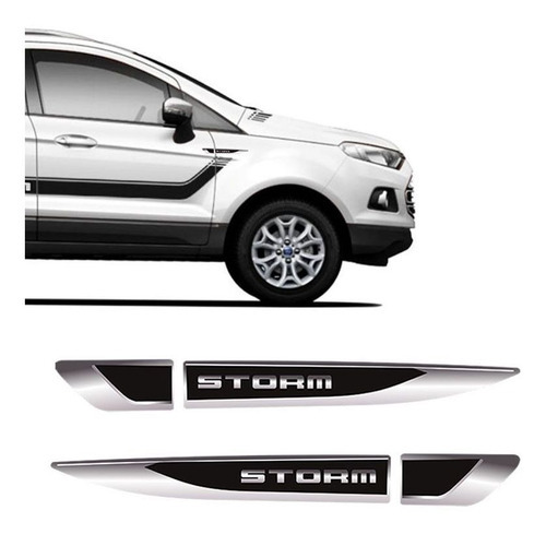 Aplique Lateral Ecosport Storm Emblema Cromado Resinado Par