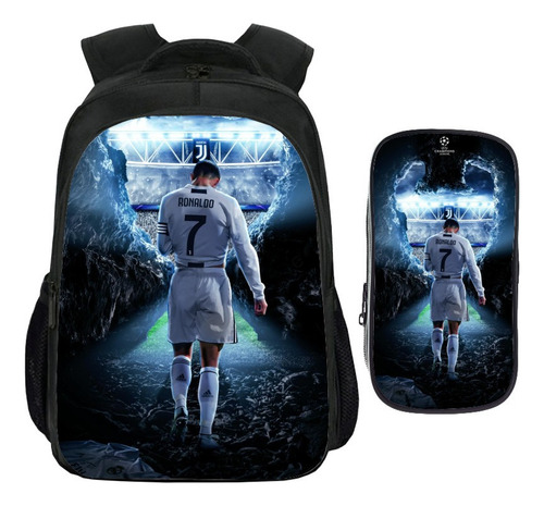 Mochila De 2 Piezas De Estrella De Fútbol Ronaldo Cr7, Bolsa