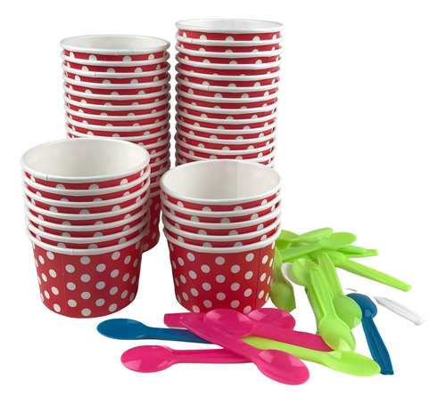 Mmvolesy Vasos Para Helado Rojos De 4 Oz, Vasos De Postre De
