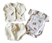 Comprar Ajuar 3 Piezas Conjunto Bebé Recién Nacidos  Algodón Pima