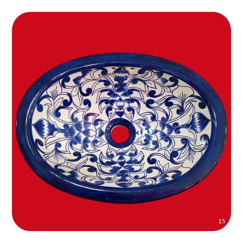 Imagen 1 de 2 de Lavabo Chico Color De Cerámica Tipo Talavera 40x30x14 Cm M15