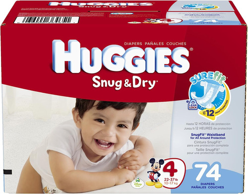 Huggies Snug Y Pañales Secos Big Pack, Tamaño 4, 74 Recuento