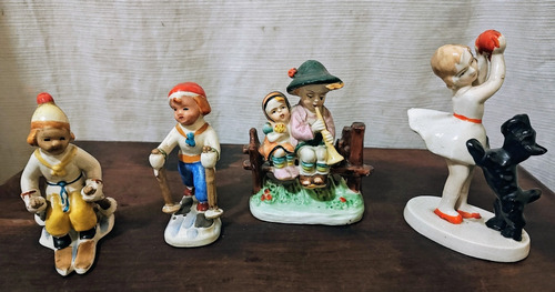 Hermoso Lote De 4 Figuras De Porcelana Japonesa 