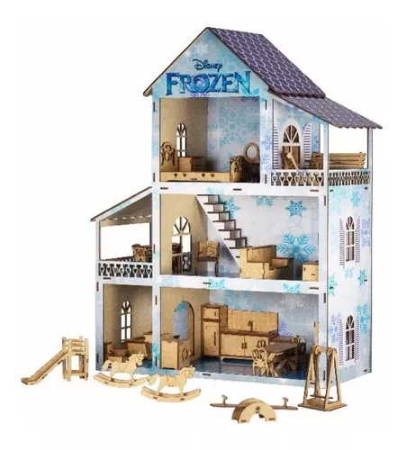 Casa Casinha De Boneca Barbie 35 Moveis + Parquinho Mdf Novo