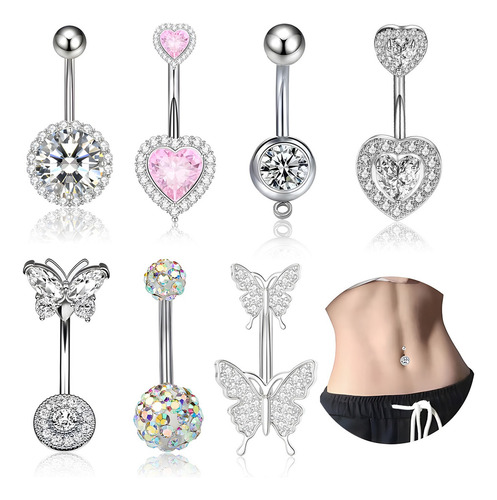 7pcs Piercing Para Ombligo Amargo De 10 Mm Acero Inoxidable