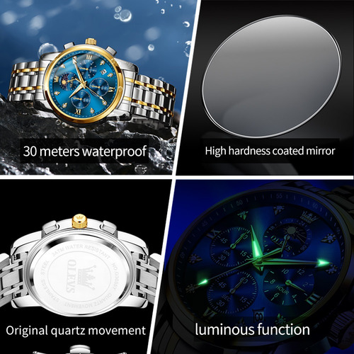 Reloj Olevs Diamond Calendar Moon Phase Business