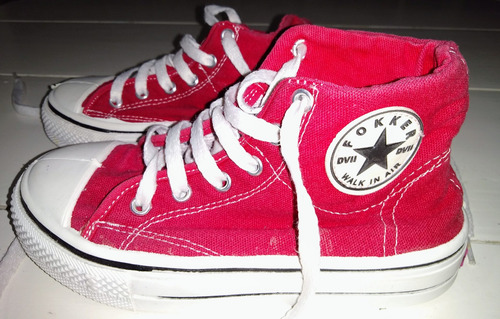 Zapatillas De Lona Para Niños Tipo Botitas Fokker Rojas T 28 (Usado)