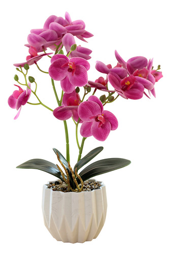 Arreglo De Orquídeas Artificiales Con Macetas Color Fucsia