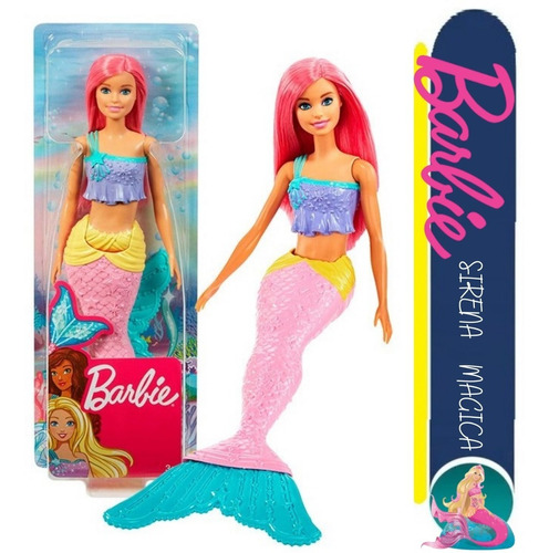 Barbie Sirena Mattel - Muñeca Cabello Rosado / Copomania