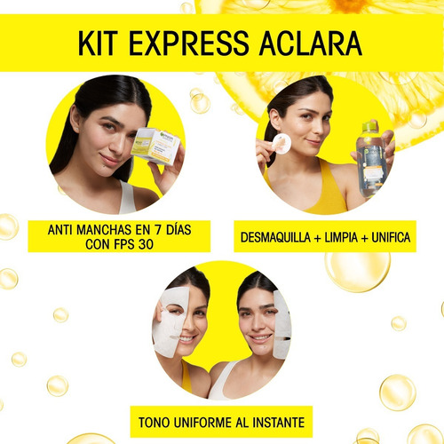 Imagen 4 de 4 de Kit Garnier Express Aclara: Crema + Agua Micelar + Mascaras