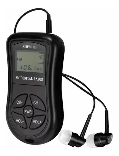 ZHIWHIS Mini radio FM portátil, pantalla digital LCD estéreo,  sintonización, transistor, receptor de conferencias con auriculares, radio  de bolsillo