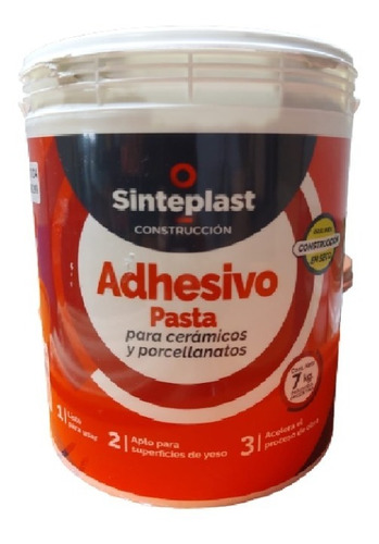 Sellador Adhesivo Pasta Ceramica Placa Yeso 7kg Sinteplast