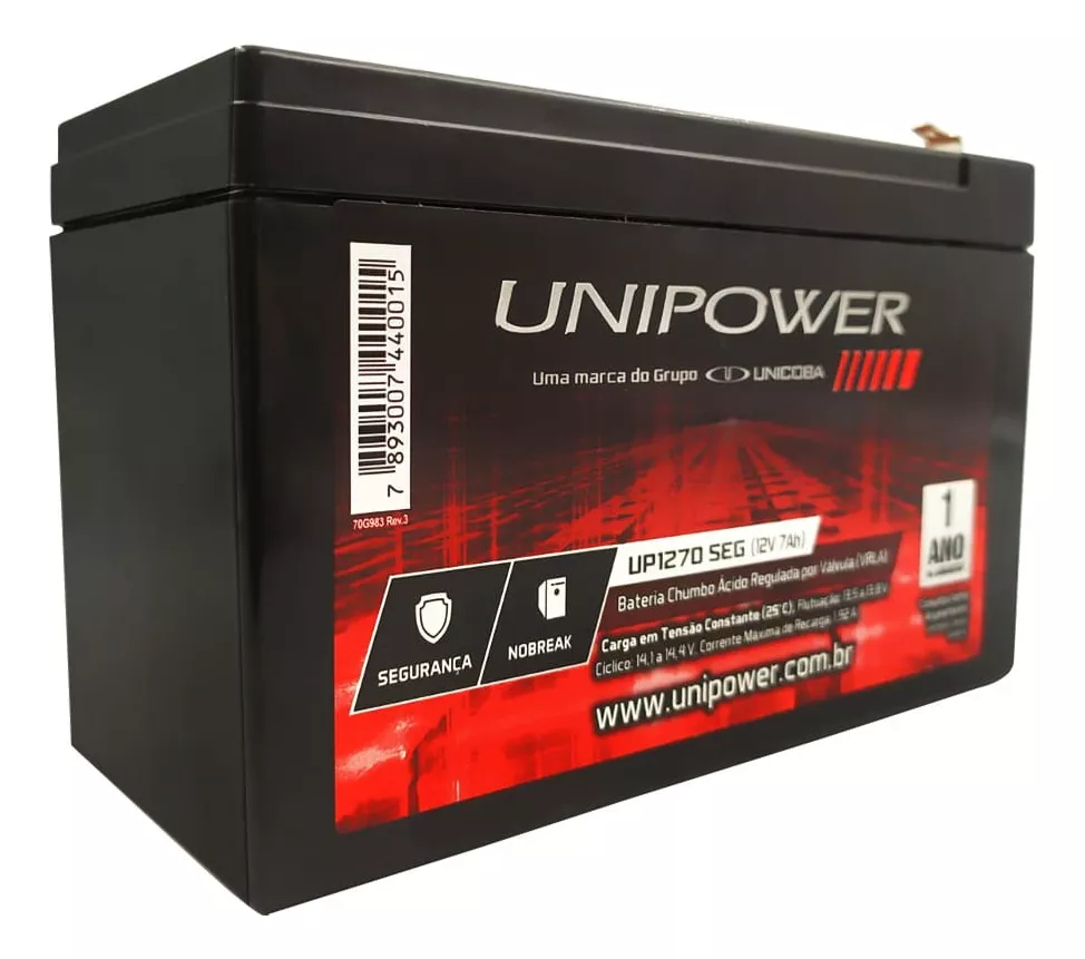 Primeira imagem para pesquisa de bateria unipower f187 12v 7ah up1270seg