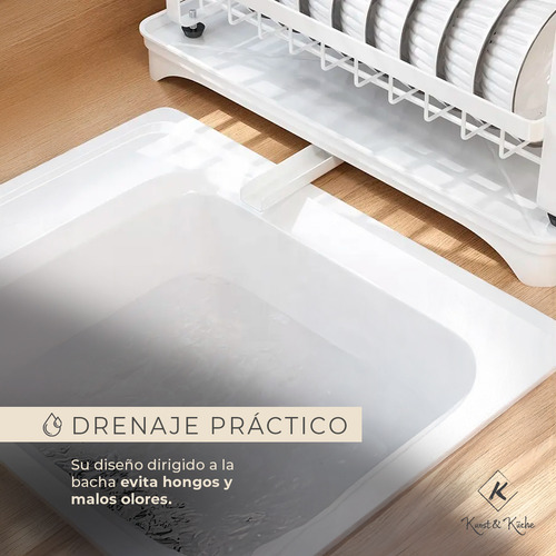 Secaplatos escurridor Kunst & Küche KSP-05 cubiertos 2 niveles organizador cocina color blanco