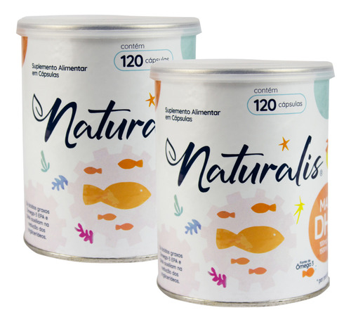 Kit 2x Ômega-3 Maxi Dha 700 120 Cápsulas Naturalis Sabor Sem Sabor