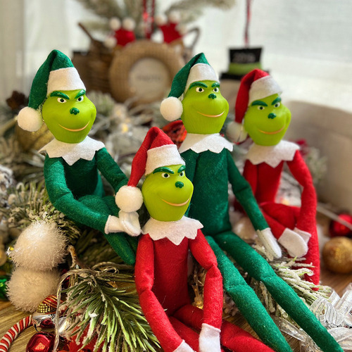 Muñeco De Peluche Navideño De Duende Grinch, 5 Piezas, Jugue