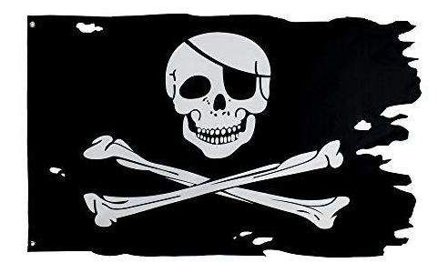 Bandera Piratas Flaglink Bandera Jolly Roger 3x4.8fts Crossb