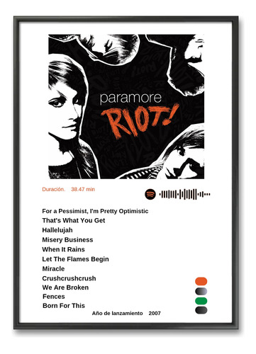 Cuadro Decorativo Póster Banda Paramore Riot