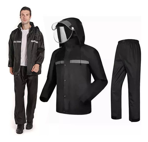 Traje Impermeable Para Lluvia Moto Set 2 Piezas Reflectante