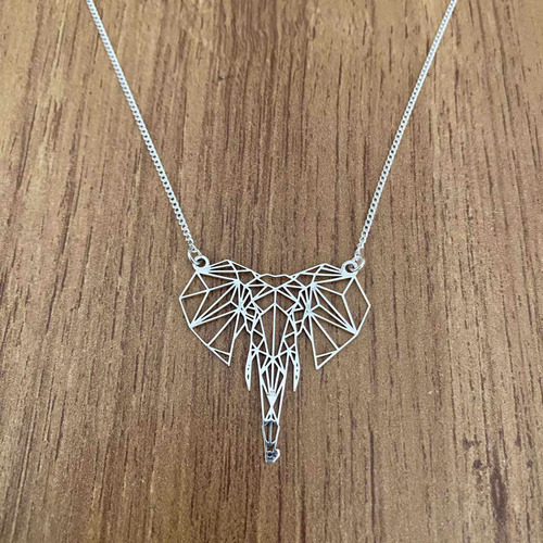 Imagen 4 de 10 de Collar Dije Elefante De Plata Ley 925 Origami Mujer Agálea