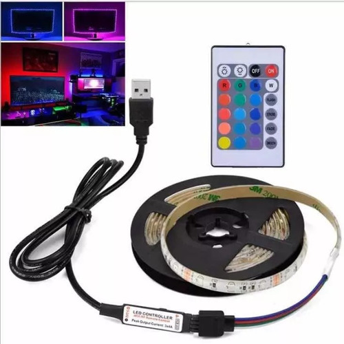 Tira Led Cinta 5050 Rgb 5mts Usb Con Control Remoto Exterior