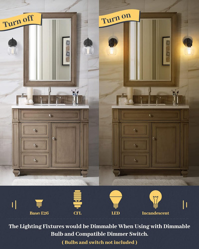 Wla1433-mbk - Lámpara De Baño De 1 Luz Negra Mate Sobre Espe