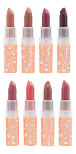 Kit 8 Labiales Matte Nude Lips Max Love Rekabeautyshop