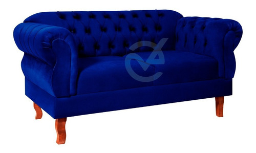 Namoradeira 2 Lugares Elisabeth Luxo Suede Cinza Cor Azul