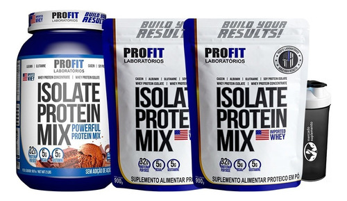 Whey Isolate Protein Mix 907g + 2x Refil 900g + Coq - Profit Sabor Chocomalte