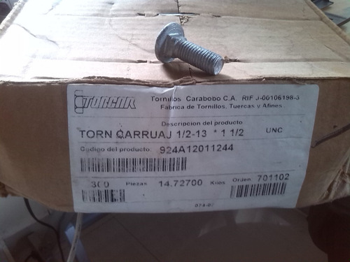 Perno Tornillo Caruaje 1/2-13x1-1/2 Galvanizado