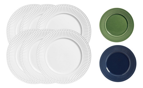 Juego de 6 platos de cerámica para postres delicados, color blanco, FILETE