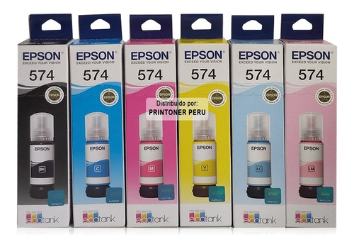 Tinta Epson T574 Juego De 6 Colores L8050, L18050 70ml.